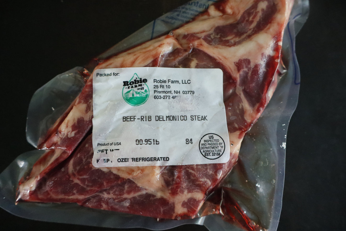 Vacuum-sealed tender beef ribeye Delmonico steak