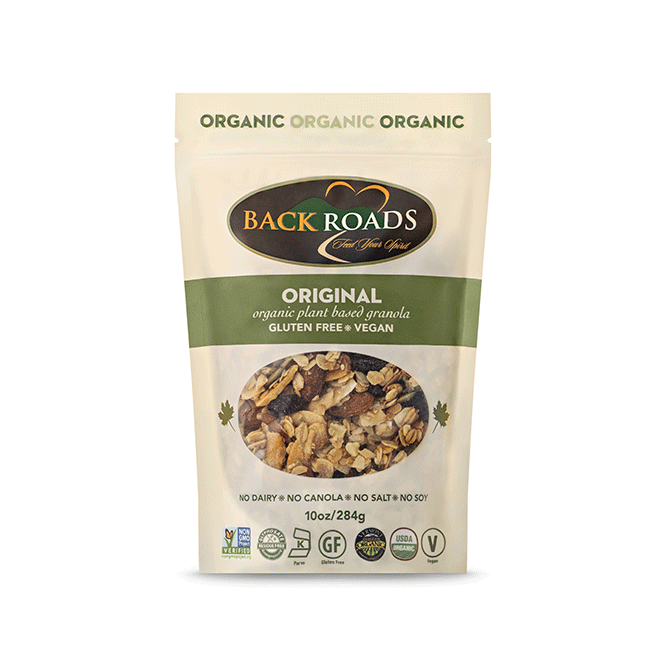 Image of Back Roads brand original flavor granola at Robie Farm in Piermont, NH