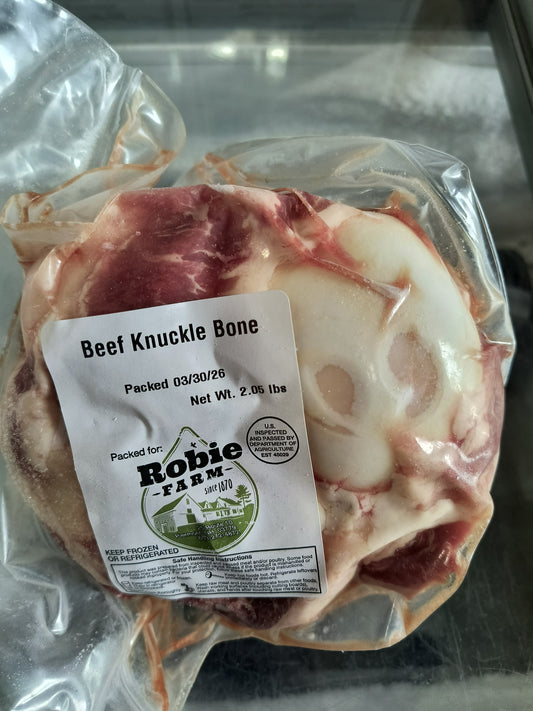A package of Robie Farm beef knuckle bone