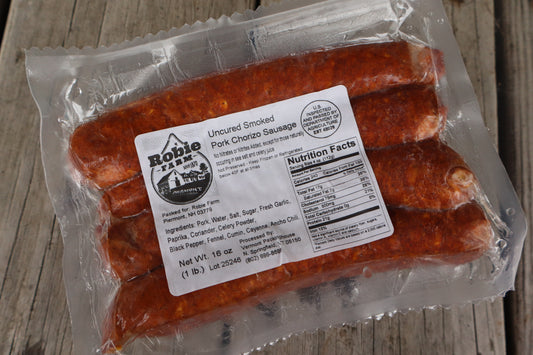 1 lb package of pork smoked chorizo links from Piermont, NH