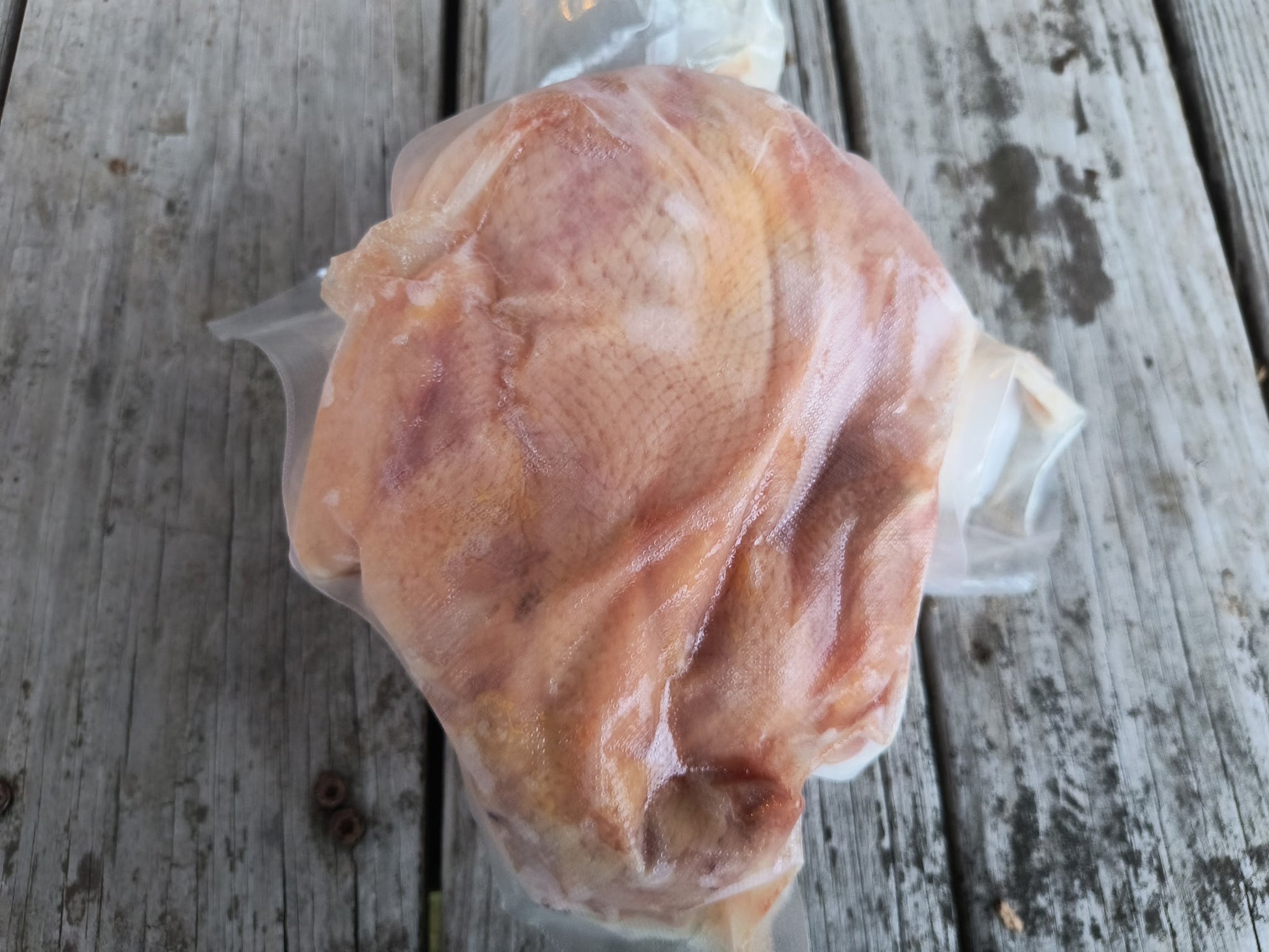 Backside of a package pastured chicken from Robie Farm in Piermont, NH