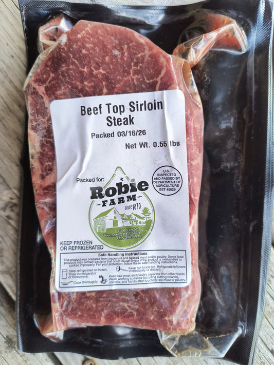image of robie farm beef top sirloin steak