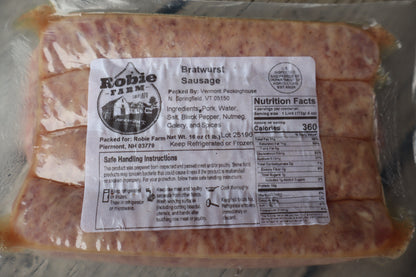 Packaged Robie Farm Bratwurst Sausage