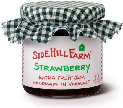 9oz jar of Sidehill Farm strawberry jam made in Vermont