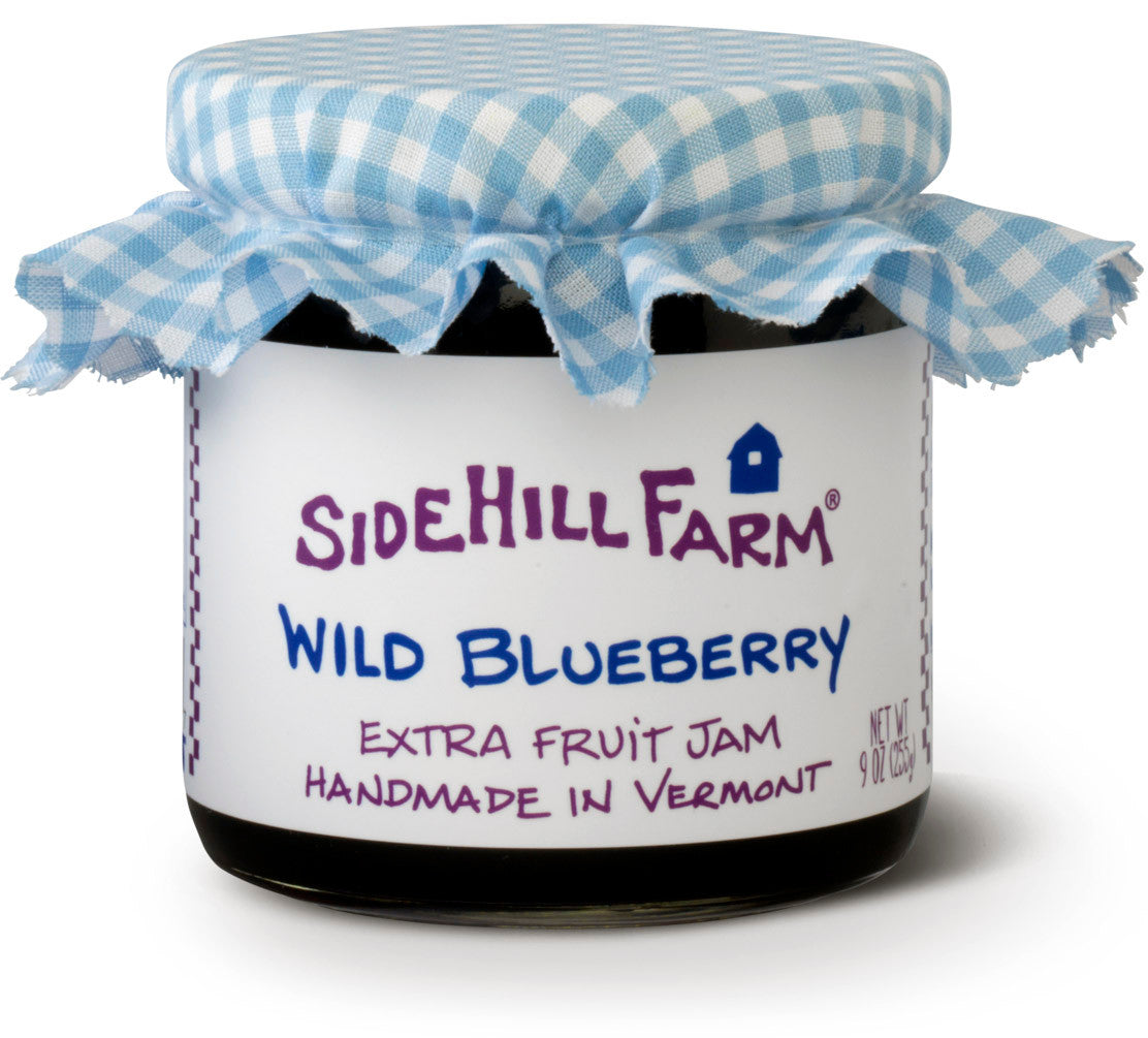 9oz jar of Sidehill Farm Wild Blueberry jam made in Vermont