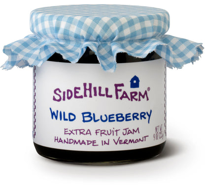 9oz jar of Sidehill Farm Wild Blueberry jam made in Vermont