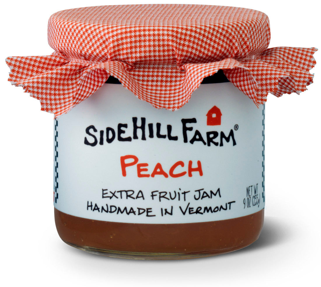 9oz jar of Sidehill Farm Peach jam made in Vermont