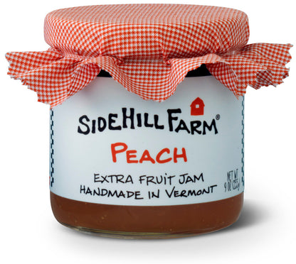 9oz jar of Sidehill Farm Peach jam made in Vermont