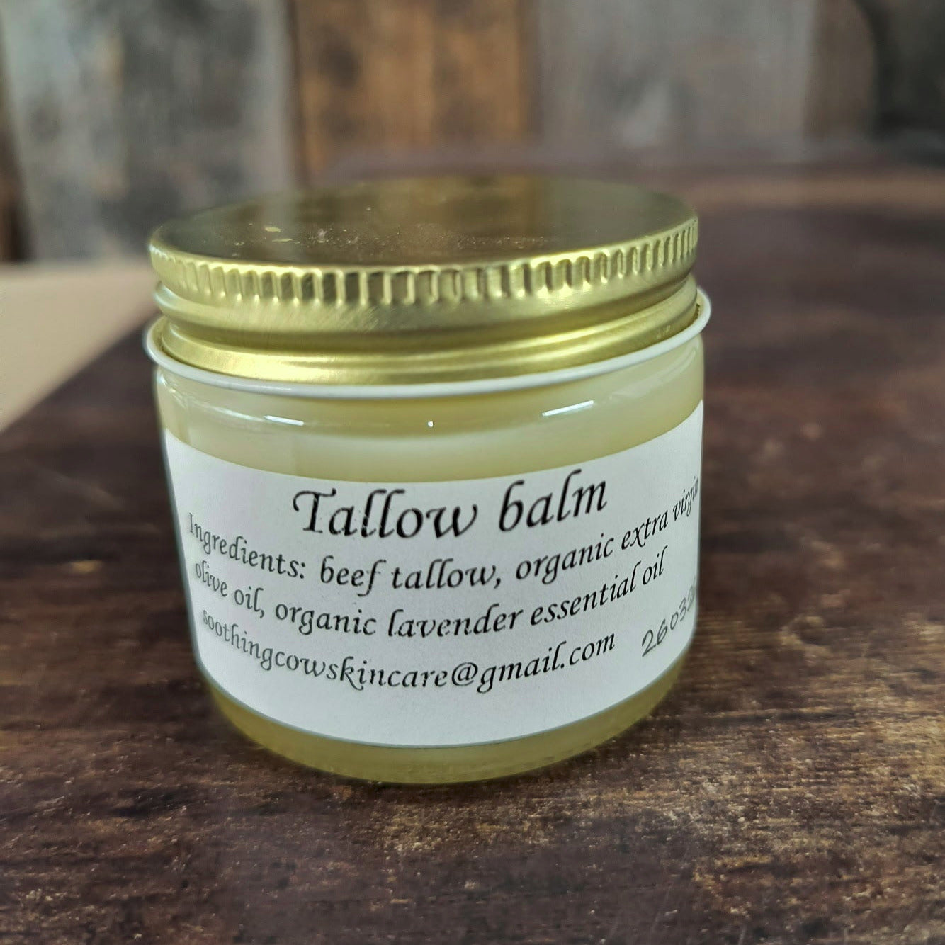 Close up image of tallow balm sold at the Robie Farm in Piermont, NH