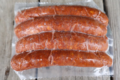 Backside of a package of uncured, smoked chorizo sausage links